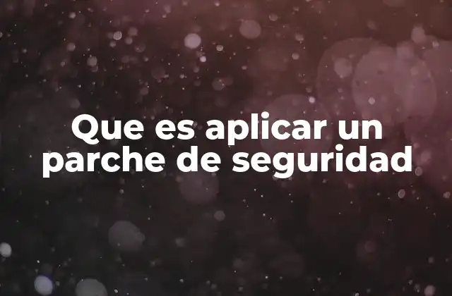 Que es Aplicar un Parche de Seguridad