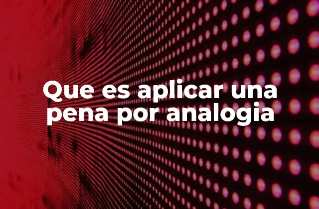 Que es Aplicar una Pena por Analogia