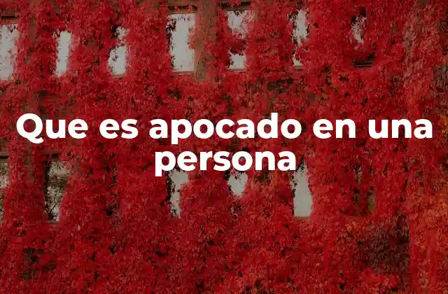 Que es Apocado en una Persona