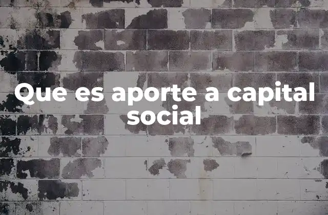 Que es Aporte a Capital Social