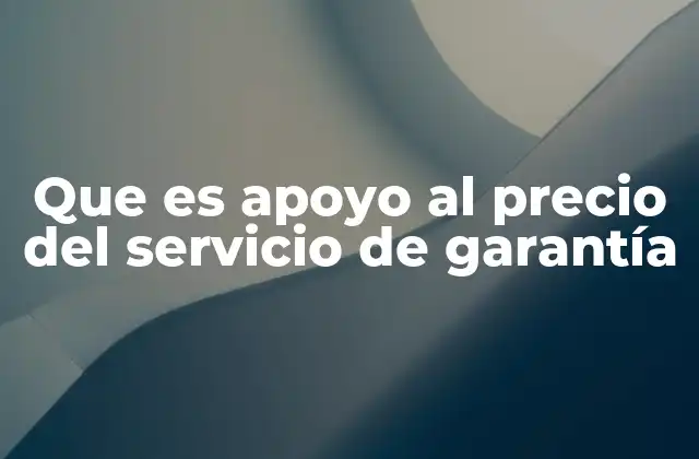 Que es Apoyo Al Precio Del Servicio de Garantía