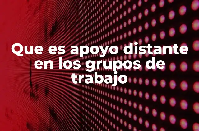 Que es Apoyo Distante en los Grupos de Trabajo