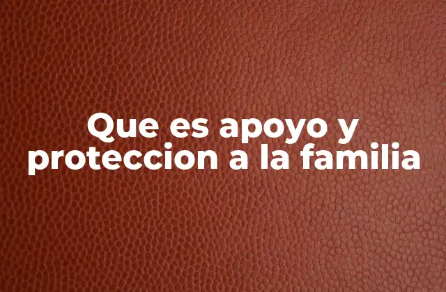 Que es Apoyo y Proteccion a la Familia