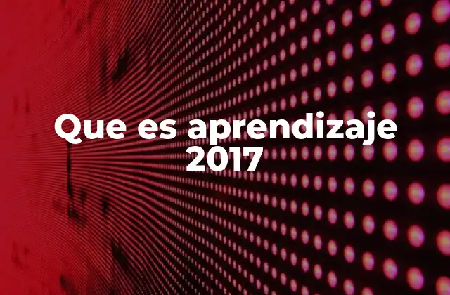 Que es Aprendizaje 2017