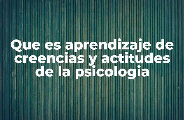Que es Aprendizaje de Creencias y Actitudes de la Psicologia