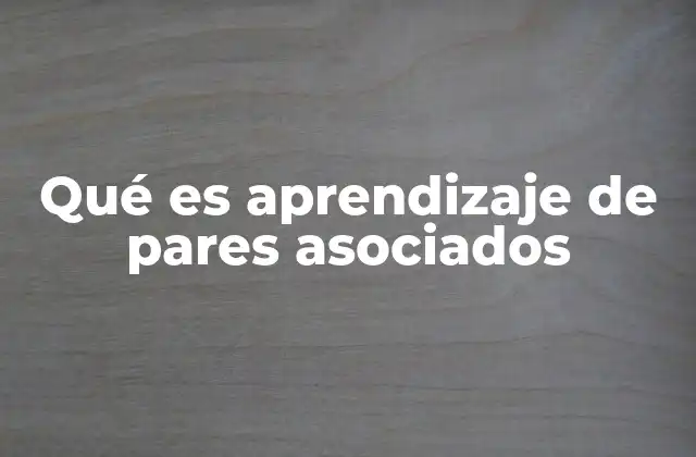 Qué es Aprendizaje de Pares Asociados