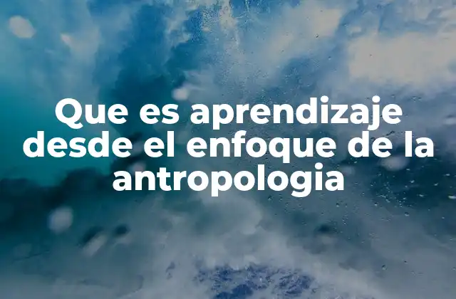 Que es Aprendizaje desde el Enfoque de la Antropologia