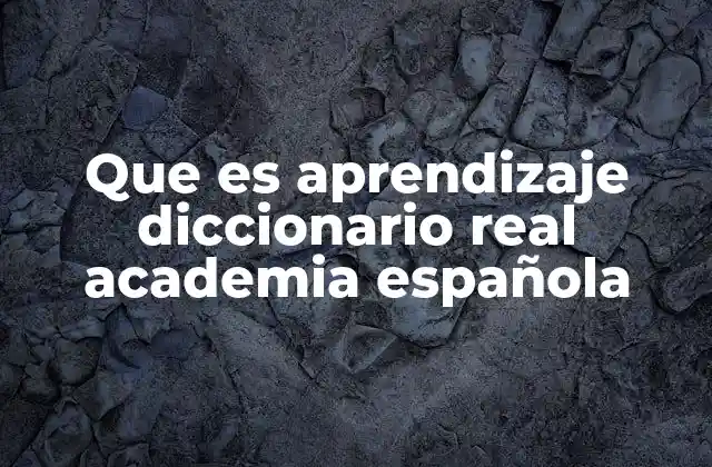 Que es Aprendizaje Diccionario Real Academia Española