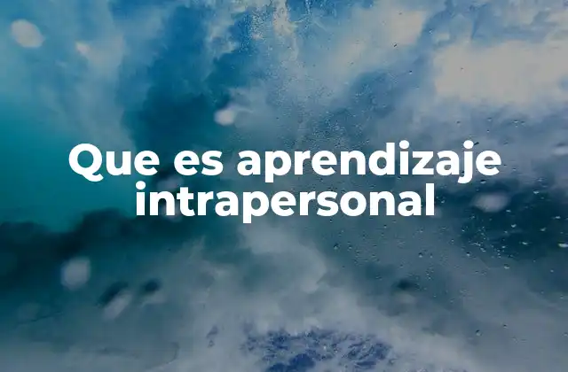 Que es Aprendizaje Intrapersonal