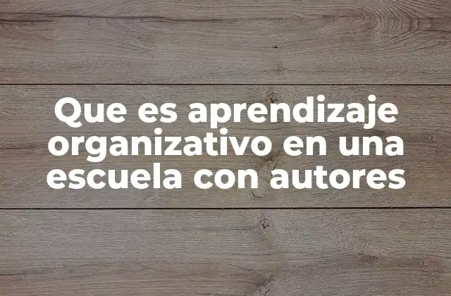 Que es Aprendizaje Organizativo en una Escuela con Autores