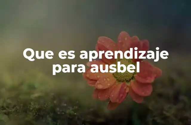 Que es Aprendizaje para Ausbel