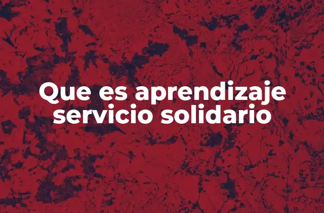 Que es Aprendizaje Servicio Solidario