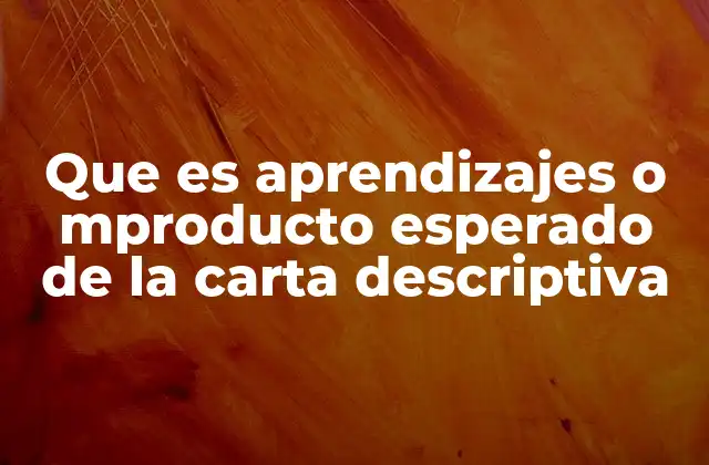 Que es Aprendizajes o Mproducto Esperado de la Carta Descriptiva