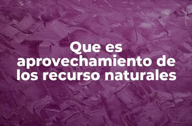 Que es Aprovechamiento de los Recurso Naturales