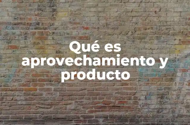 Qué es Aprovechamiento y Producto