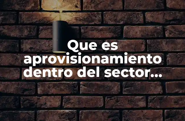 Que es Aprovisionamiento Dentro Del Sector Publico