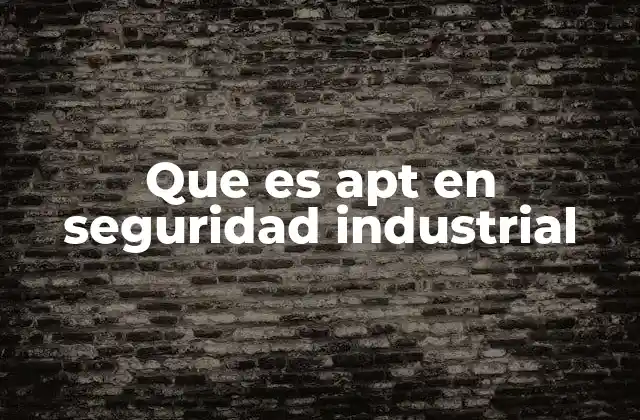 Que es Apt en Seguridad Industrial