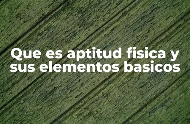 Que es Aptitud Fisica y Sus Elementos Basicos