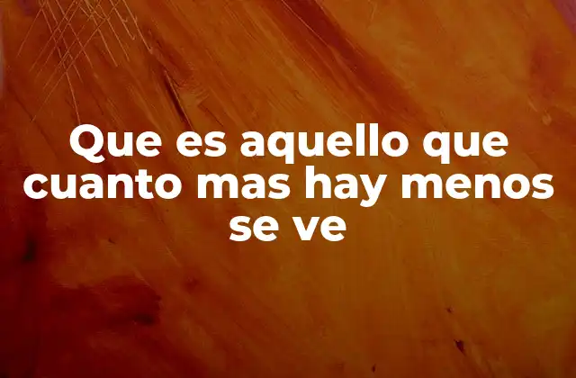 Que es Aquello que Cuanto mas Hay Menos Se Ve 2 La dualidad entre visión y ausencia