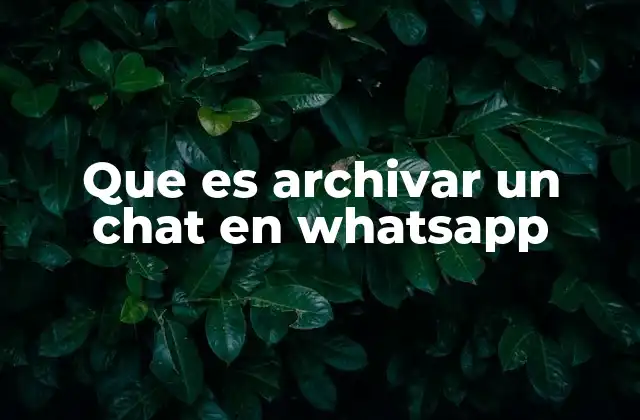 Que es Archivar un Chat en Whatsapp