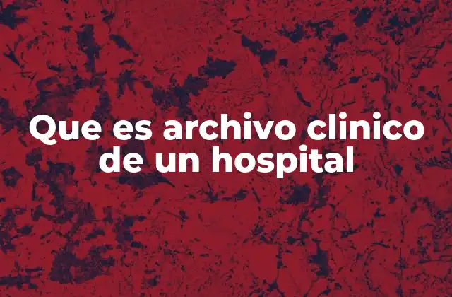 Que es Archivo Clinico de un Hospital