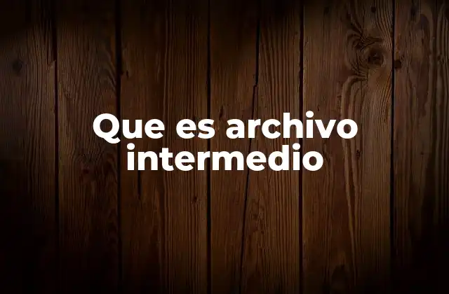 Que es Archivo Intermedio