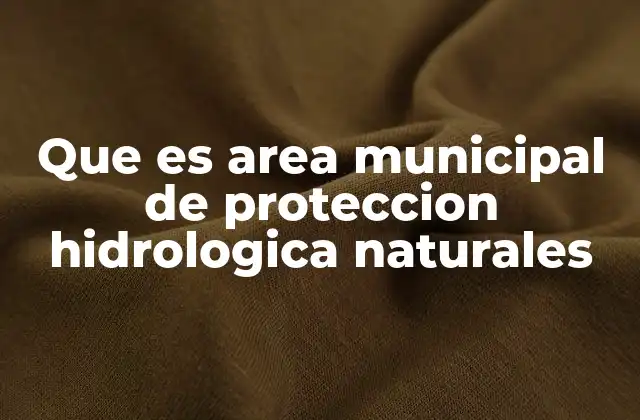 Que es Area Municipal de Proteccion Hidrologica Naturales