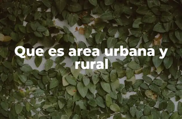 Que es Area Urbana y Rural