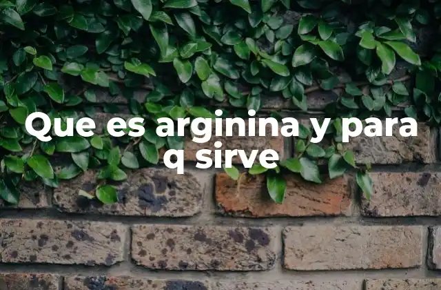Que es Arginina y para Q Sirve