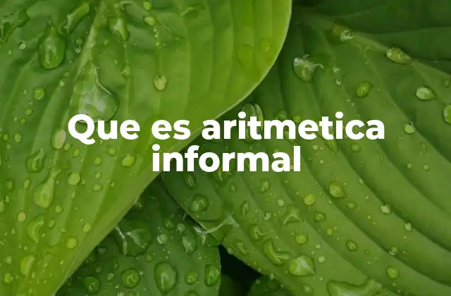Que es Aritmetica Informal