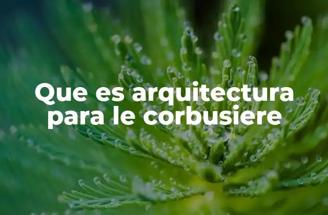 Que es Arquitectura para Le Corbusiere