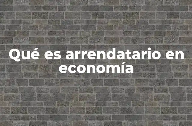 Qué es Arrendatario en Economía