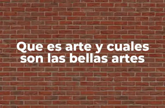 Que es Arte y Cuales Son las Bellas Artes