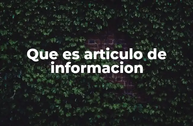 Que es Articulo de Informacion