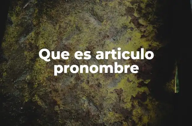 Que es Articulo Pronombre 2 Funciones de los artículos pronombres en la oración