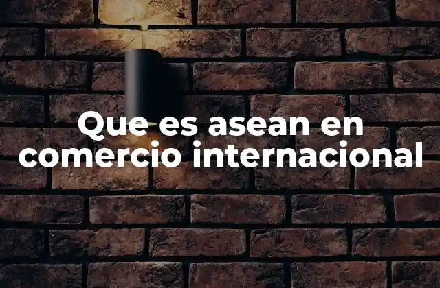 Que es Asean en Comercio Internacional