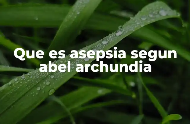 Que es Asepsia Segun Abel Archundia