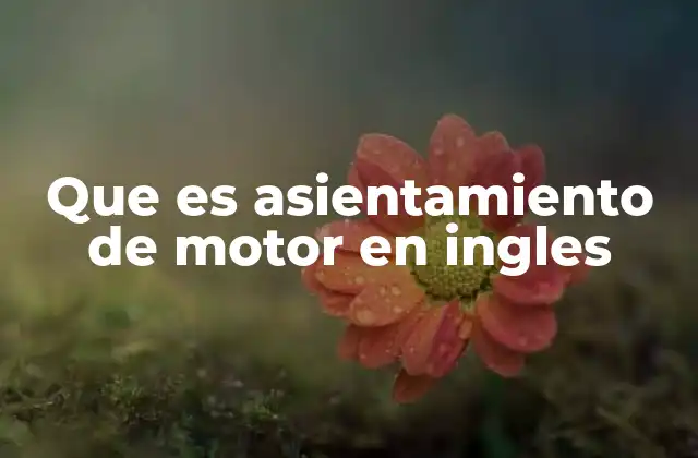 Que es Asientamiento de Motor en Ingles