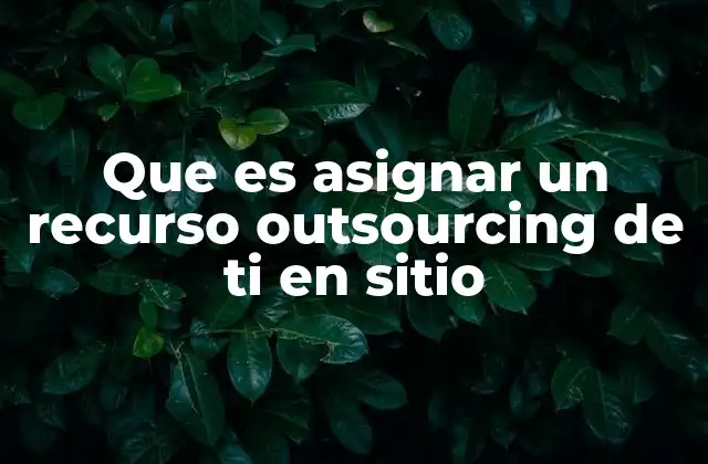 Que es Asignar un Recurso Outsourcing de Ti en Sitio