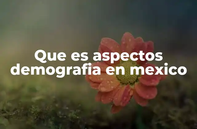 Que es Aspectos Demografia en Mexico
