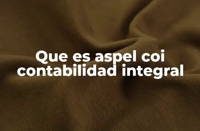 Que es Aspel Coi Contabilidad Integral