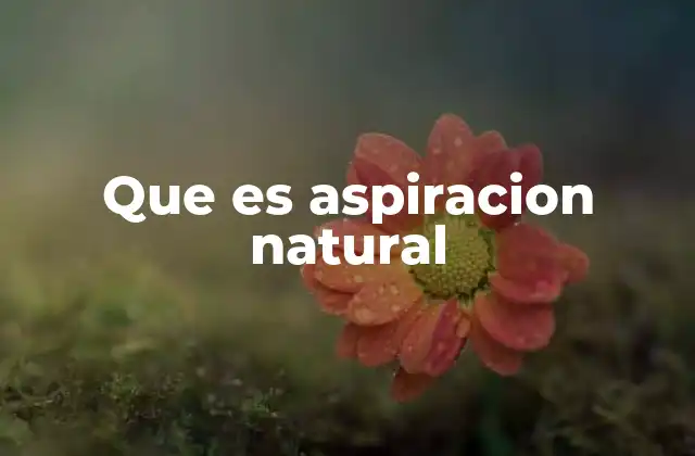Que es Aspiracion Natural