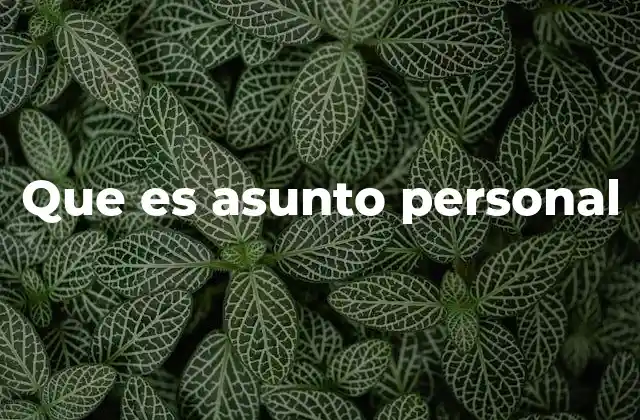 Que es Asunto Personal