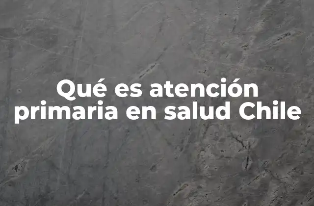 Qué es Atención Primaria en Salud Chile