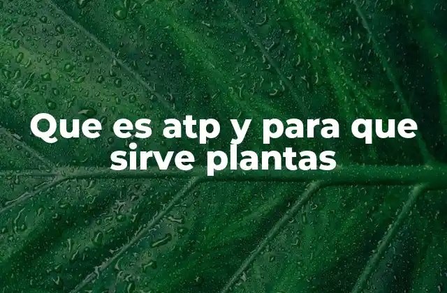 Que es Atp y para que Sirve Plantas