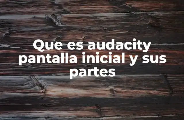 Que es Audacity Pantalla Inicial y Sus Partes