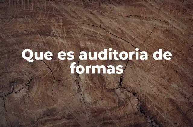 Que es Auditoria de Formas