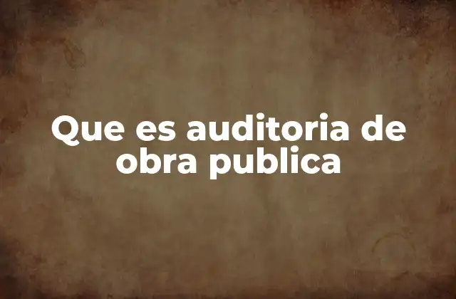 Que es Auditoria de Obra Publica
