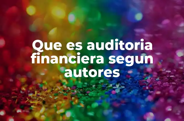 Que es Auditoria Financiera Segun Autores