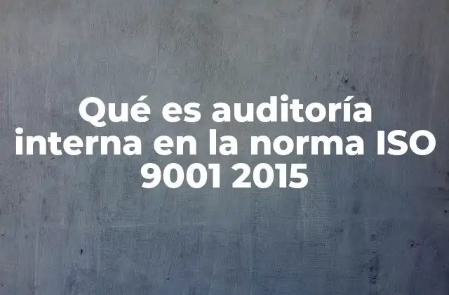 Qué es Auditoría Interna en la Norma Iso 9001 2015